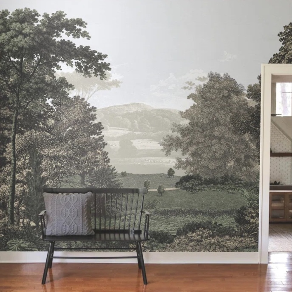 Scenic Landscape Wallpaper - Green and Gray Panel 3-8 ONLY!